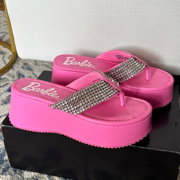 Forever 21 Barbie Platform Sandals Wedge PINK Womens 8.5 Lightly Worn - Picture 1 of 8